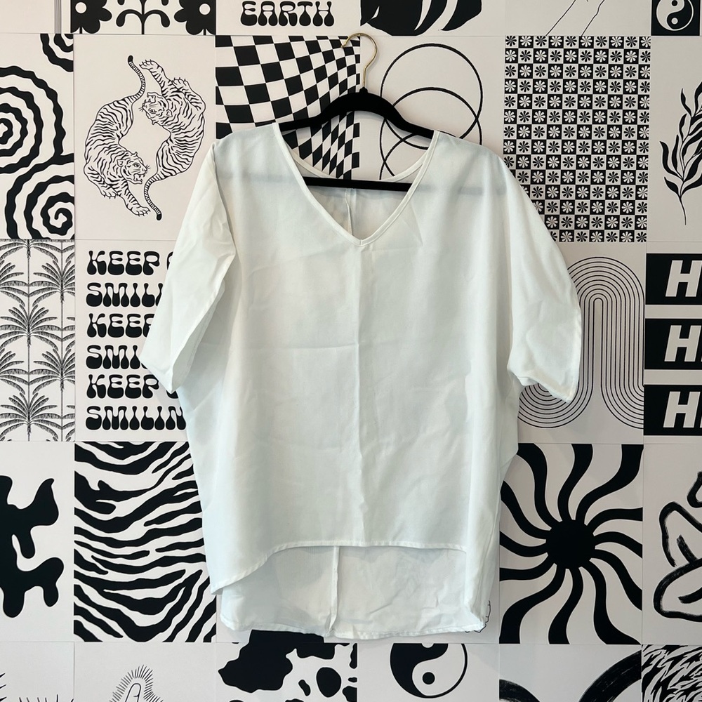 White Loose Blouse Size Medium